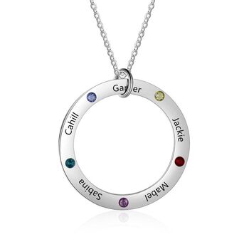 Circle Birthstone Pendant Necklace, 3 of 5