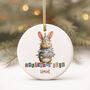 Christmas Ceramic Bauble Cute Bunny Wrapped In Lights, thumbnail 1 of 4