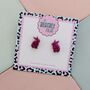 Hot Pink Rabbit Glitter Resin Stud Earrings, thumbnail 3 of 4