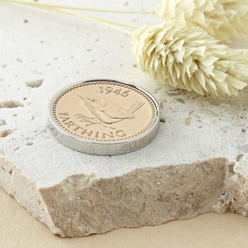 80th Birthday 1946 Farthing Keepsake Coin Token, 2 of 9