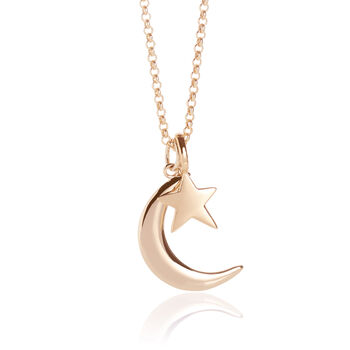 Moon And Star Necklace In Silver Or Gold Vermeil, 4 of 5