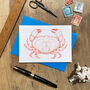 Hand Drawn Crab Illustrated Blank Greeting Card, thumbnail 1 of 10