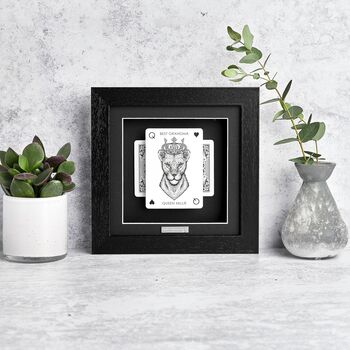 Personalised Best Grandma Gift Royal Lioness Playing Card Frame, 6 of 9