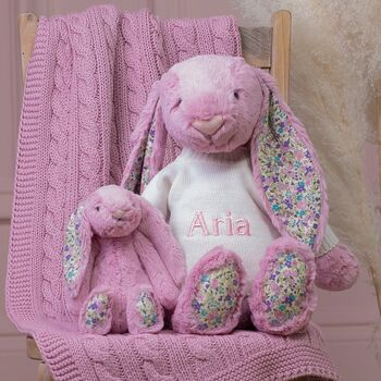 Personalised Blossom Tulip Pink Bunny Large Soft Toy, 2 of 5