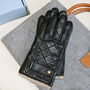 Men's Quilted Leather Gloves With Strap Detail, thumbnail 8 of 12