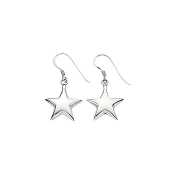 Large Sterling Silver Star Drop Earrings, 3 of 7