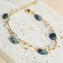 Moss Agate Double Chain Bracelet Gold Plated, thumbnail 3 of 7