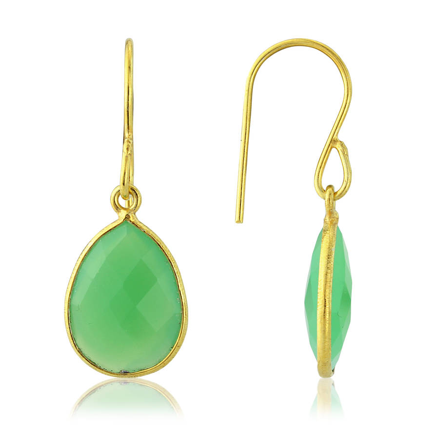 capri gold and apple green chrysoprase earrings by auree jewellery ...