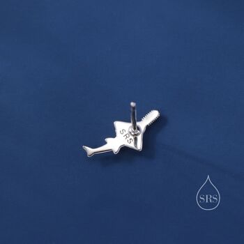 Very Tiny Sawtooth Shark Stud Earrings In Sterling Silver, 4 of 11