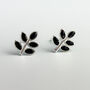 Sterling Silver Black Leaf Stud Earrings, thumbnail 3 of 5