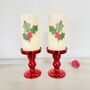 Christmas Holly Pillar Candle, thumbnail 2 of 7
