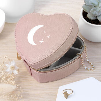 Moon And Stars Pink Heart Travel Jewellery Case, 4 of 10