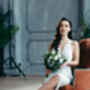 White Sequin Midi Wedding Dress With Deep Plunge And Open Back, thumbnail 12 of 12