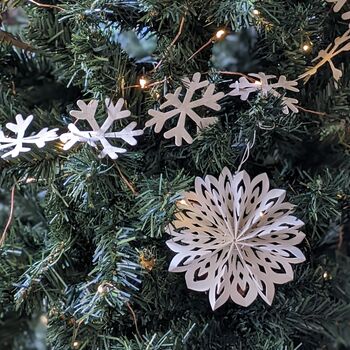 Paper Star Snowflake Christmas Decorations White Gold, 4 of 10