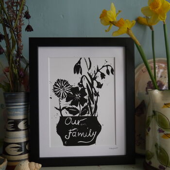 Personalised Family Birth Flowers Linocut Print, 3 of 12