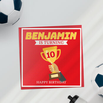 Personalised Football Trophy Birthday Card, 2 of 4
