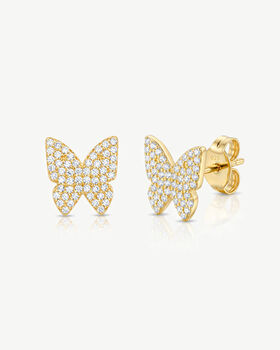 Women’s Butterfly Stud Earrings In 18k Gold Plated, 2 of 5