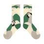 Green Penguin Print Mid Calf Length Socks, thumbnail 2 of 3