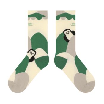 Green Penguin Print Mid Calf Length Socks, 2 of 3