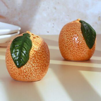 G Decor Set Of Orange Shaped Salt And Pepper Shakers, 2 of 6