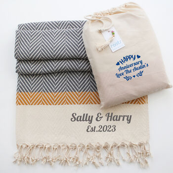Personalised Cotton Throw, Gift For Wedding, 6 of 12