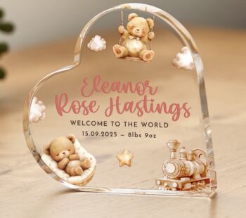 Personalised New Baby Gift – Heart Acrylic Plaque, 2 of 3