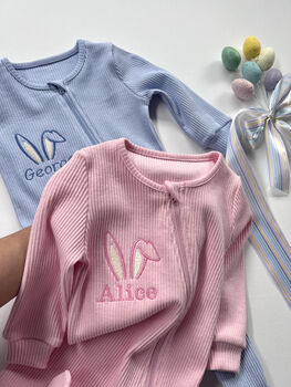 Easter Personalised Baby Zip Sleepsuit | Embroidered, 4 of 6