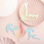 Iridescent Mermaid Tail And Waves Party Cake Topper Set, thumbnail 3 of 4