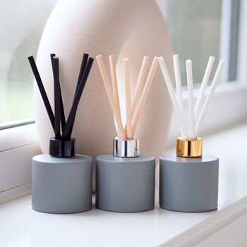 Personalised Matt Grey Diffuser Bottle And Reed Set, 2 of 8