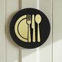 Kitchen Door Sign In Matte Black Acrylic With Raised Plate And Cutlery Design, thumbnail 1 of 3