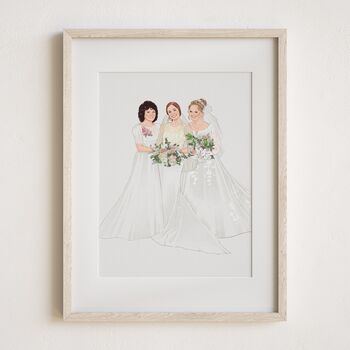 Personalised Wedding Portrait – Mother Of The Bride Gift, Hand Drawn From Photo, Christmas Keepsake For Mum, 7 of 11