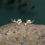 Sterling Silver Antler 16 G Internally Threaded Flat Back Earrings, thumbnail 3 of 12