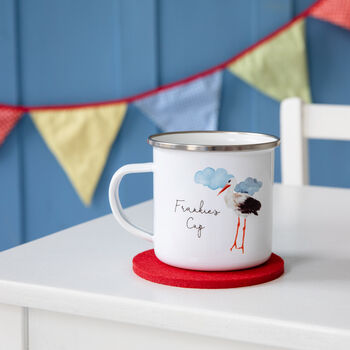 Personalised Children's Stork Enamel Mug, 2 of 4