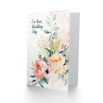 Elegant Flower Bouquet Floral Watercolour Wedding Card, 2 of 6