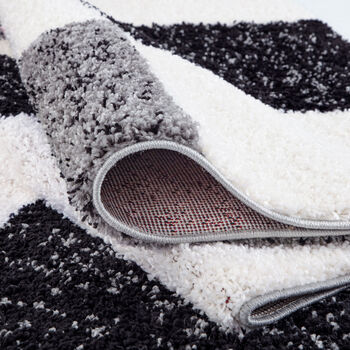 The Rugs Geometric Shaggy Rug Grey Checkered Rug, 6 of 12