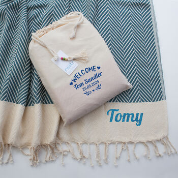 Personalised Soft Cotton Blanket, Baby Gift, 2 of 12