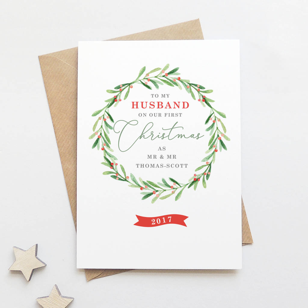 personalised 'to my husband on our 1st christmas' card by project pretty | notonthehighstreet.com