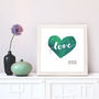 Personalised Watercolour Heart Wedding Print, thumbnail 3 of 6