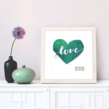 Personalised Watercolour Heart Wedding Print, 3 of 6
