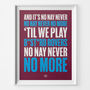 Burnley Fc 'No Ney Never' Football Song Print, thumbnail 1 of 3
