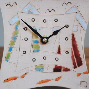 Beach Huts And Fish Ceramic Clock, 4 of 6