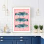 Sea Bass Print On Typography Background, thumbnail 1 of 3