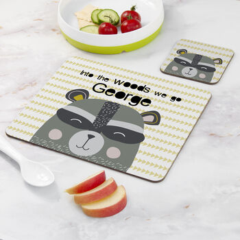 Personalised Kid's Racoon Placemat Set, 2 of 3