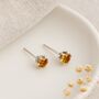 Sterling Silver Citrine Micro Stud Earrings – 3mm, thumbnail 2 of 4