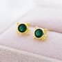 Emerald Green Cz Cat Stud Earrings Sterling Silver, thumbnail 7 of 11