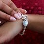 Solid Silver T Bar Bracelet With Engraved Heart Charm, thumbnail 1 of 6