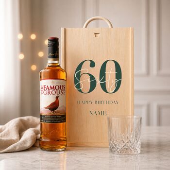 Personalised 60 Birthday Whisky Gift Set With Custom Lid, 2 of 11