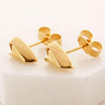 Heart Handmade Ear Studs In 22ct Gold Plated Silver, 4 of 11