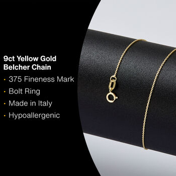 Solid 9ct Yellow Gold Light Belcher Chain Necklace, 2 of 3