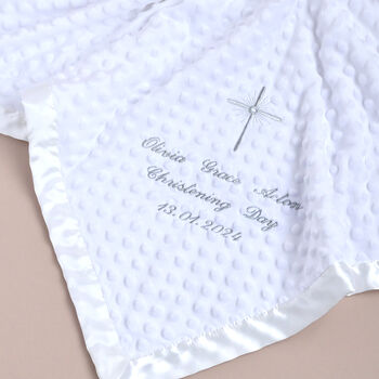 Personalised White Bubble Blanket For Christening, 2 of 6